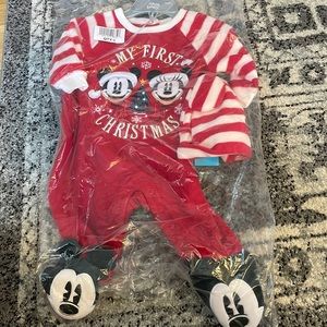 NWT Disney Mickey My First Christmas Pajamas size 3-6 months